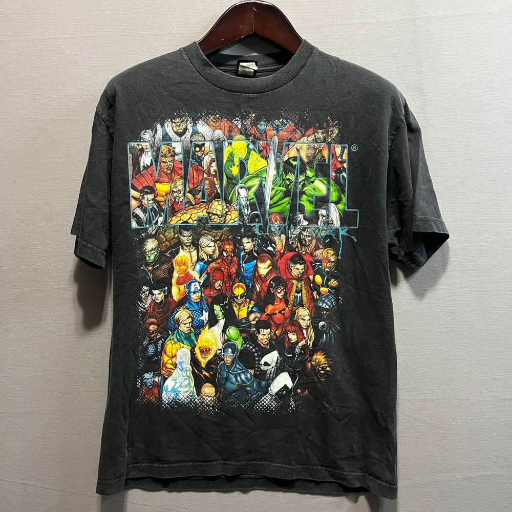 Mad Engine Marvel Civil War Graphic T-Shirt Mens Large Black Superheroes Tee